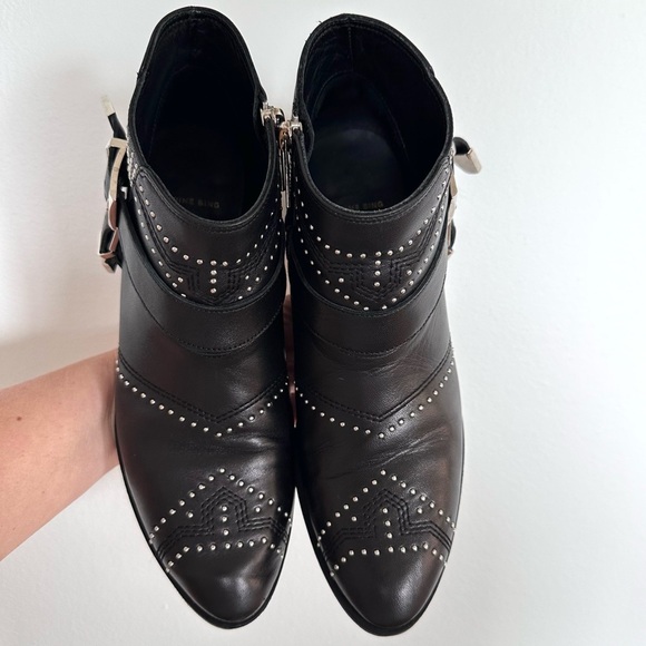 Anine Bing Bianca Leather Stud Black Ankle Boots EU38 - Picture 4 of 11